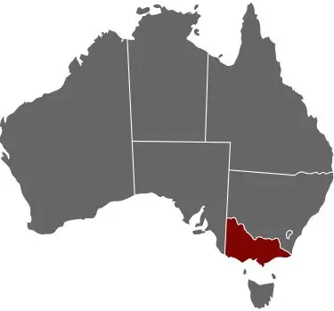 Victoria map highlighting Central Apartment Group conference venues in Melbourne